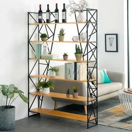 [SQ7706110] Estantería Apex — estructura abierta de madera y metal estilo industrial