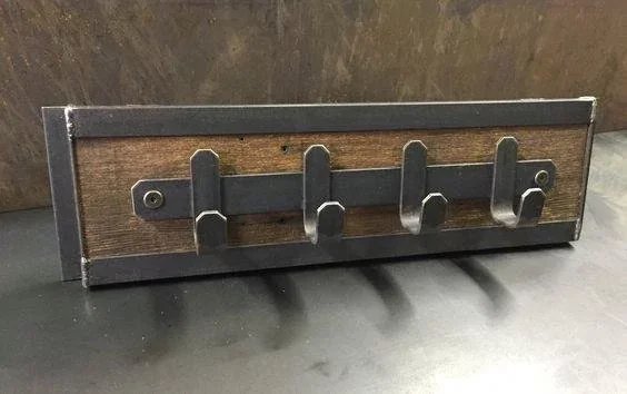 [VSH40] Perchero de pared estilo Loft con madera natural y metal 80x25 cm – Perchero industrial compacto