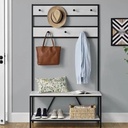 Perchero de pie estilo industrial 180x80x40 cm – Madera natural y acero – Fabricado en España