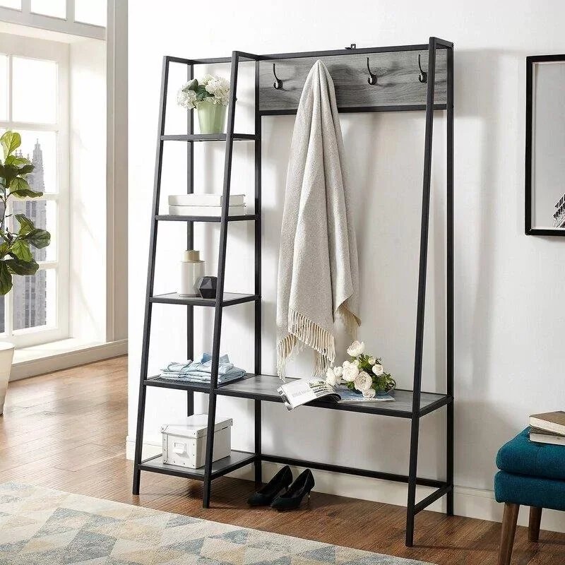 [VSH81] Perchero Loft "VSH81" 180x120x40 cm – Metal y Madera Hecho a Mano