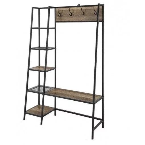 [VSH76] Perchero de pie estilo Loft con estantes de madera 1800x1500x500 mm – Modelo Córdoba VSH76