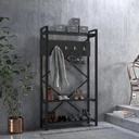 Perchero de pie estilo loft con estantes de madera natural 180x90x35 cm