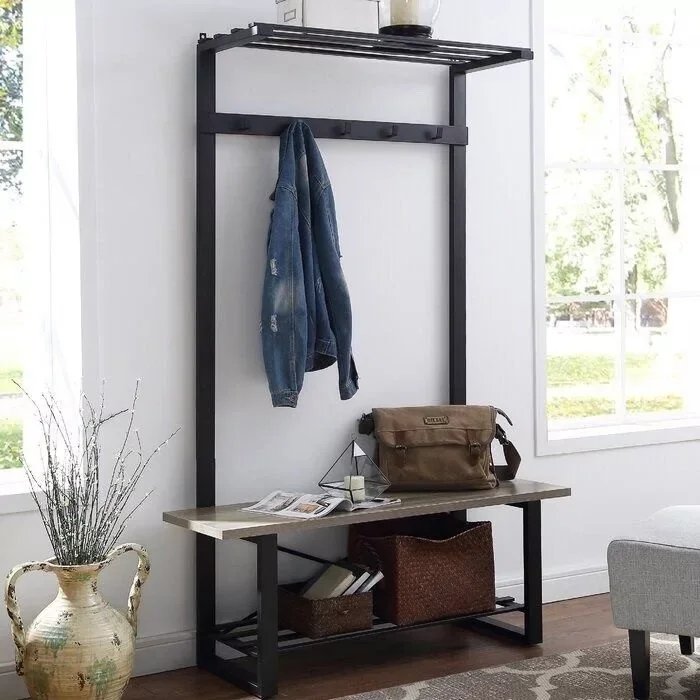 [VSH72] Perchero de pie estilo loft con ganchos metálicos 180x120x40 cm