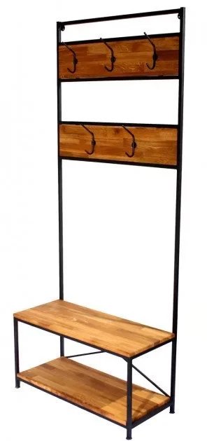 [VSH68] Perchero de pie estilo loft Gremmi con estante para zapatos de madera 190x80x35 cm