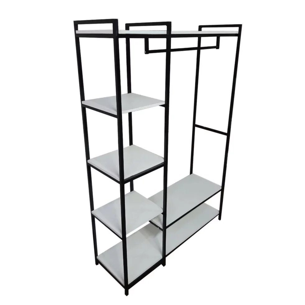 [VSH106] Напольная вешалка промышленного стиля с крючками 180x120x40 см – Дерево и металл | Производство в Испании