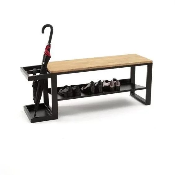 [PO100] Шкаф для обуви Loft «PO100» 120x45x35 см – Дерево и металл ручной работы