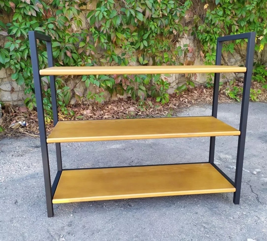 [PO104] Шафа для взуття Loft «PO104» 80x70x30 см – Природне дерево і метал ручної роботи